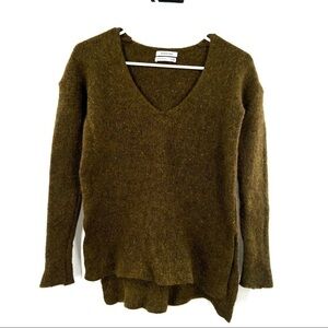 Babaton alpaca wool blend green v-neck sweater pullover XS